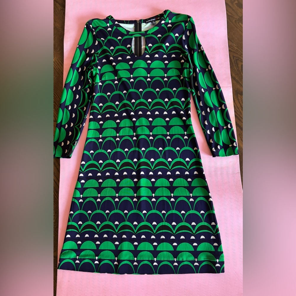 Banana Republic Green and Blue Long Sleeve Dress